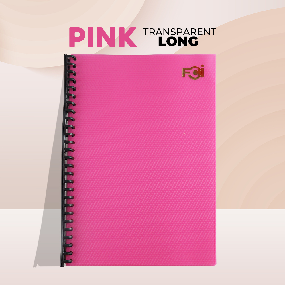 FCI Transparent Long Clear File Folder with Plastic Sheets 20 Pockets Ring Binder Book with Clear Sheets FCSold in (Sold per pc)
