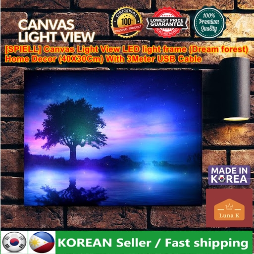[SPIELL] Canvas Light View LED light frame ( Dream forest ) Home Decor (40X30Cm) With 3Meter USB Cable