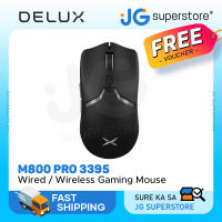 Delux M800 PRO 2.4Ghz Wireless / Wired USB Optical Gaming Mouse with Bluetooth Connectivity 26000 DPI Resolution PAW 3395 Sensor 6 Programmable Buttons and Up to 70 Hours Battery for PC and Laptop Computers - Black Blue White | JG Superstore