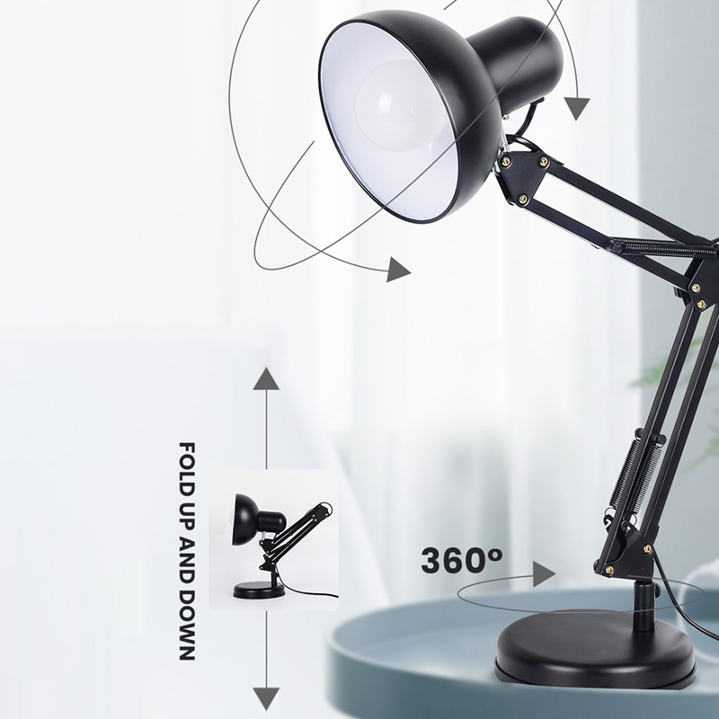 PC Metal Swing Arm Desk Lamp Classic Architect Clip On Study Adjustable Table Lamp Room Office