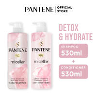 Pantene Micellar Shampoo and Conditioner Detox & Moisturize Rosewater Extract Hair Care 530ml Bundle