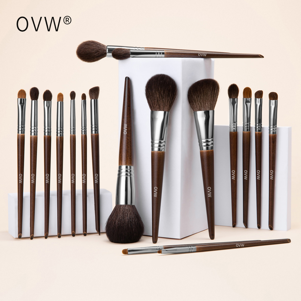OVW 24Pcs Goat Hair Makeup Brushes Set Professional Luxury Super Soft Bristles Makeup Brushes Face Powder Foundation Blush Eyeshadow Blending Cosmetics Make Up Brushes Kit