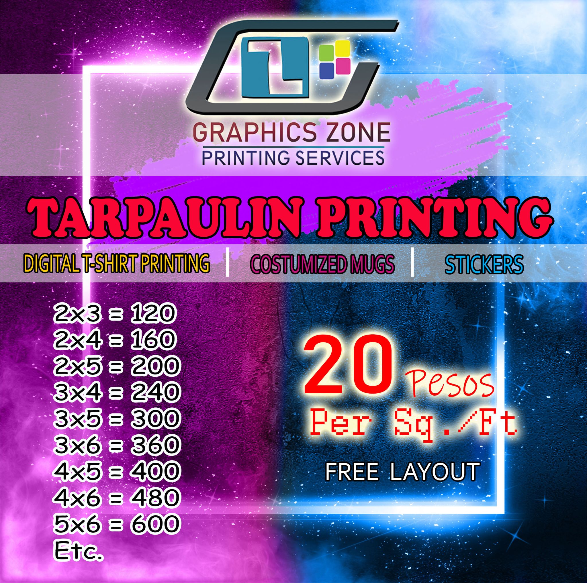 TARPAULIN PRINTING WITH FREE LAYOUT