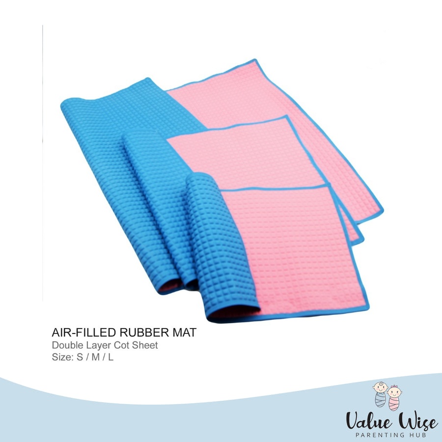AIR FILLED COT RUBBER MAT DOUBLE LAYER COT SHEET/CHANGING MAT/BABY RUBBER MAT SMALL MEDIUM LARGE
