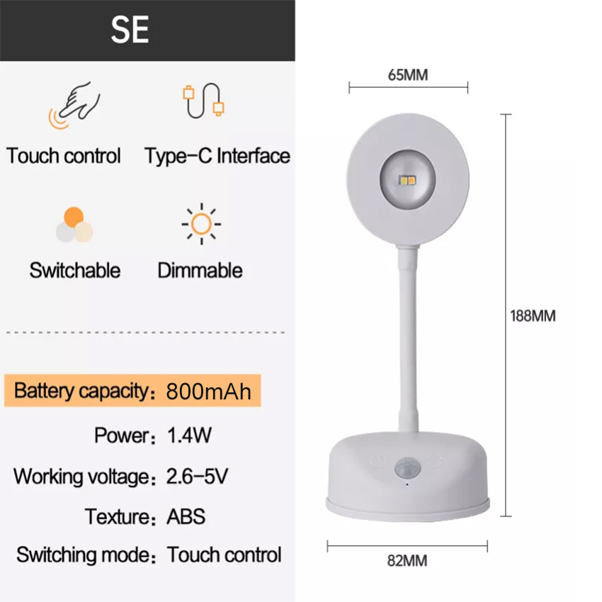 Indoor Wall Lamp Art Lighting Rechargeable Wire-Free Touch Motion Sensor Spotlight Remote Control Light