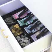 Cash Coin Register Storage Tray Box - 4 Grids