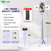 TNW S30 Four Corners Selfie Stick Tripod with Bluetooth Remote 360°Rotation with fill light Compatible IOS/Android/GoPro for Video Vlogging