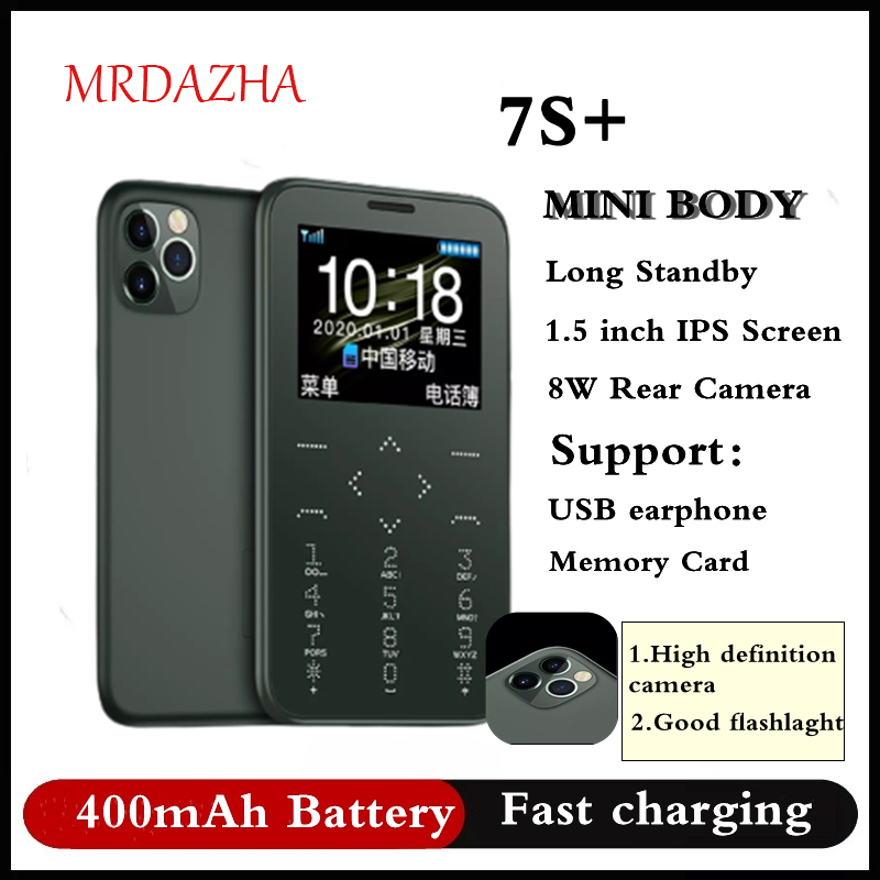 MRDAZHA Soyes Mini Card Phone Single Camera Slim Light Student Child Large Display Big Keyboard Vibration Portable Cellphone