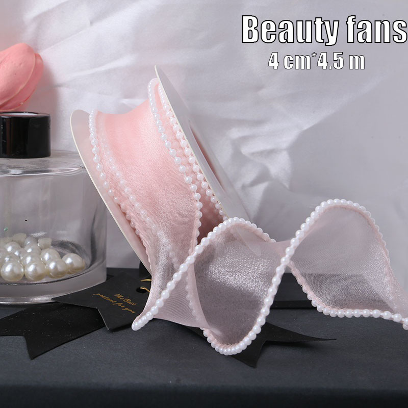 4.5M/Roll Pearl Fishtail Yarn Ribbon Romantic Gift Bouquet Craft Wrapping Wavy Ribbon