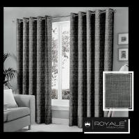 BV949 Textured Grey Brocade Grommet Curtains 55 inches width by 85 inches length (1.4m x 2.16m) 1 piece