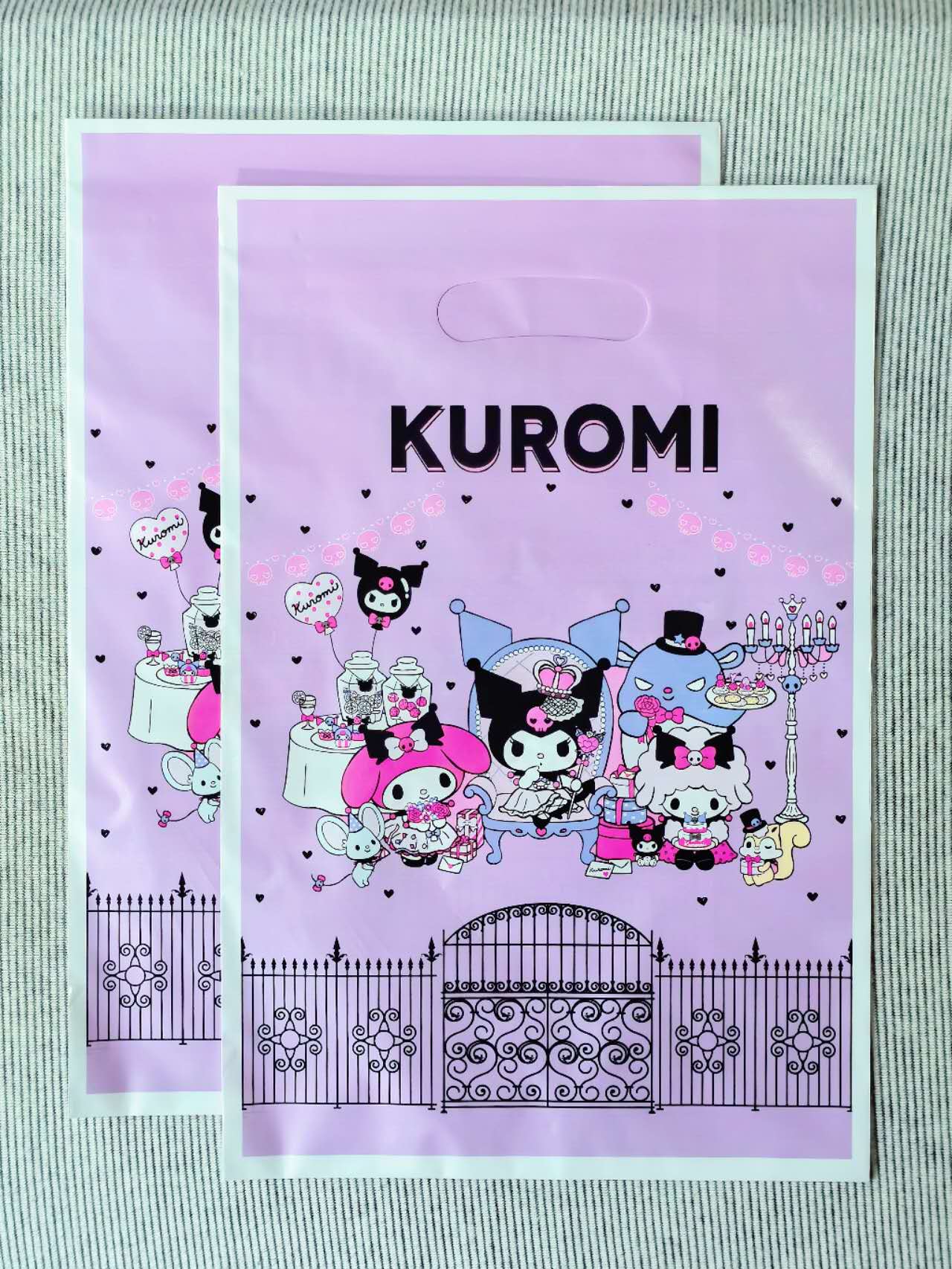 10 Pcs/pack Sanrio Mascot Cute Kuromi gift bag disposable loot bag birthday party decorations