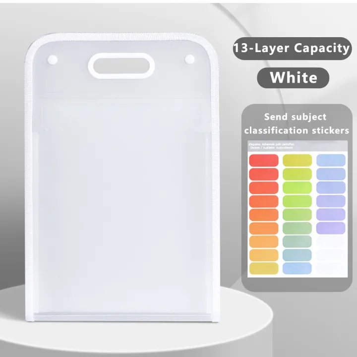 YINDIAO 13 Layers Handle Folder Long File Organizer Expanding A4 File Folder Portable Transparent Folder Bag
