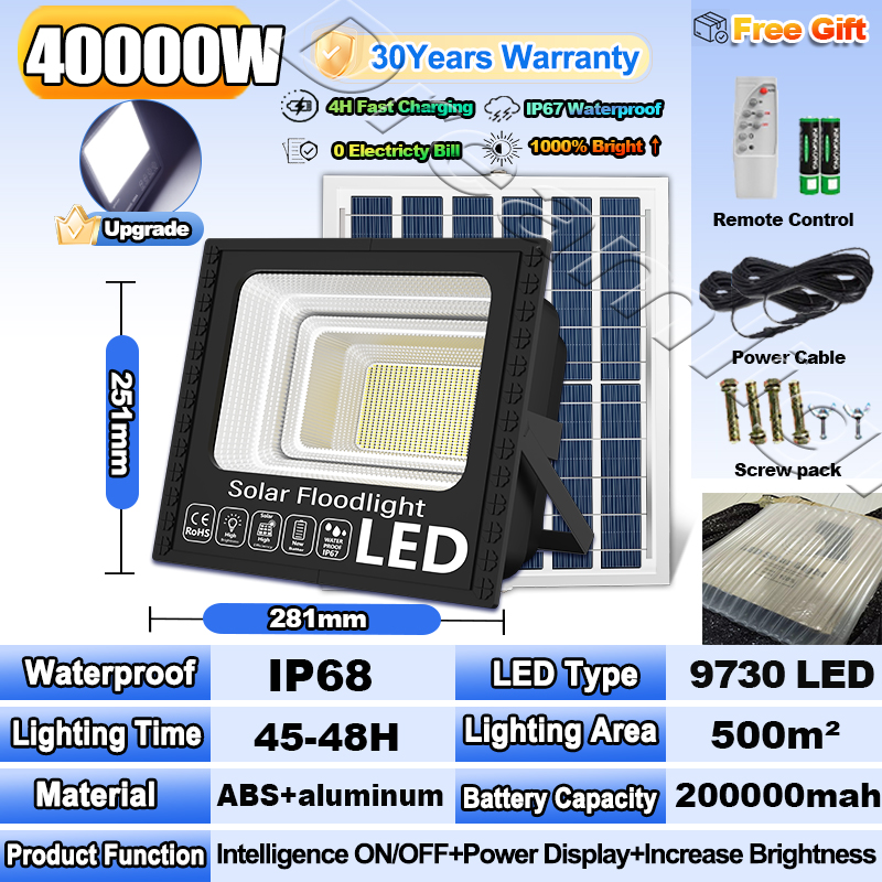 【BUY 1 TAKE 2】solar flood light 600W outdoor waterproof IP68 original 196 LED 680000mAh with solar panel garden lamp room night light bulb for courtyard automatic with remote control christmas decorations 2024 As low as 149 pesos
