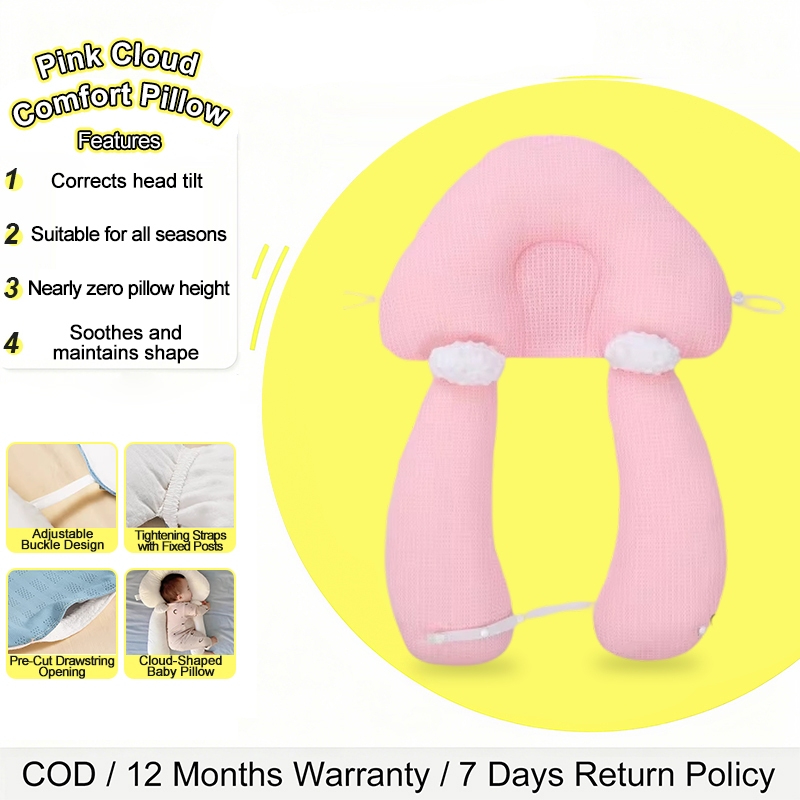 Anti Flat Head Shaping Pillow Newborn 0-36 Months Premium Soft Cotton Breathable Comfort Neck Support for Baby Infant Sleeping Safety