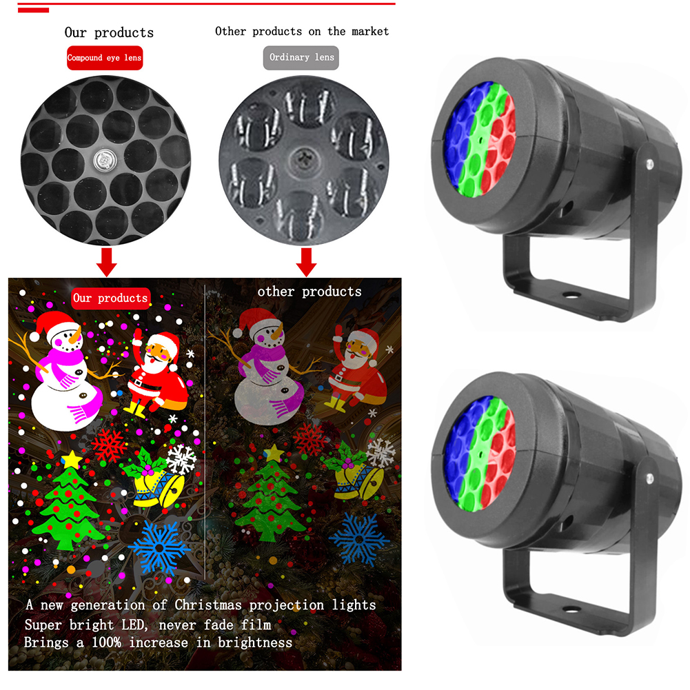 🎄Christmas🎄LED Christmas Stage Projection Lights Waterproof 360 Rotatable Xmas Projection Light Holiday Party Decor Landscape Projector Lamp Decorative Lighting