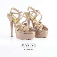 Jojo Bragais Maxine Nude-Glossy 5-Inch High Heels | Pageant Heels | Platform Heels