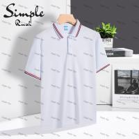 Simple Rush Korean fashion solid color Stripe Drifit Polo shirt comfortable and breathable unisex US size top