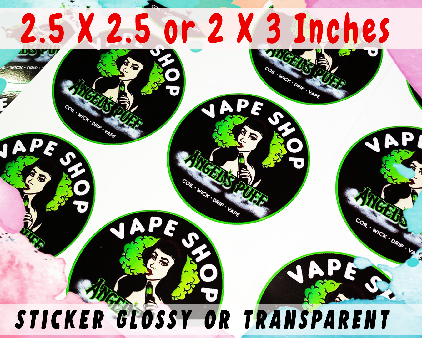 CUSTOMISED STICKER LABEL 2x3 or 2.5x2.5 INCHES WATERPROOF AND DURABLE 100PCS.