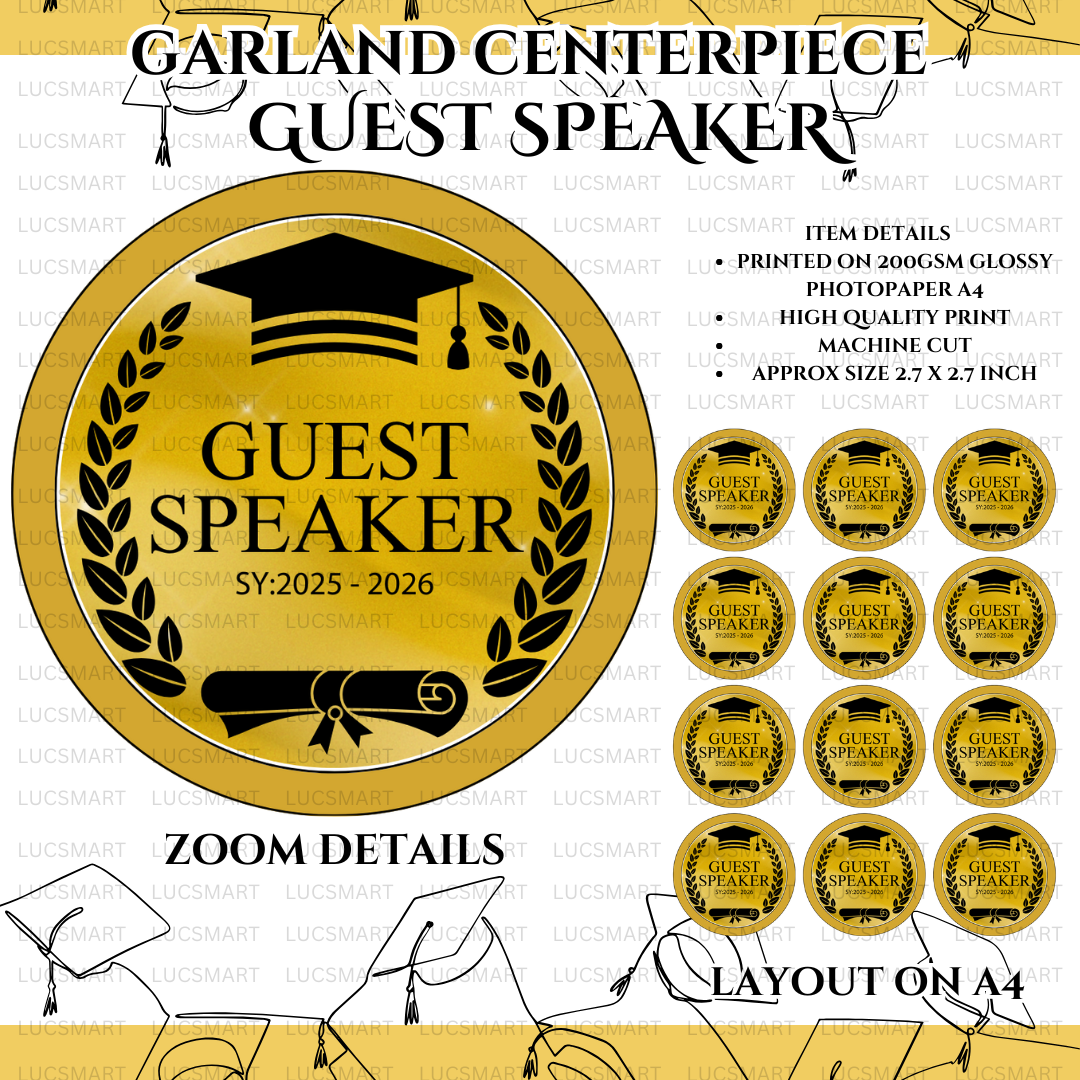 LUCSMART prinstNcrafts 2026 GUEST SPEAKER Graduation Garland Centerpiece or Ribbon Centerpiece