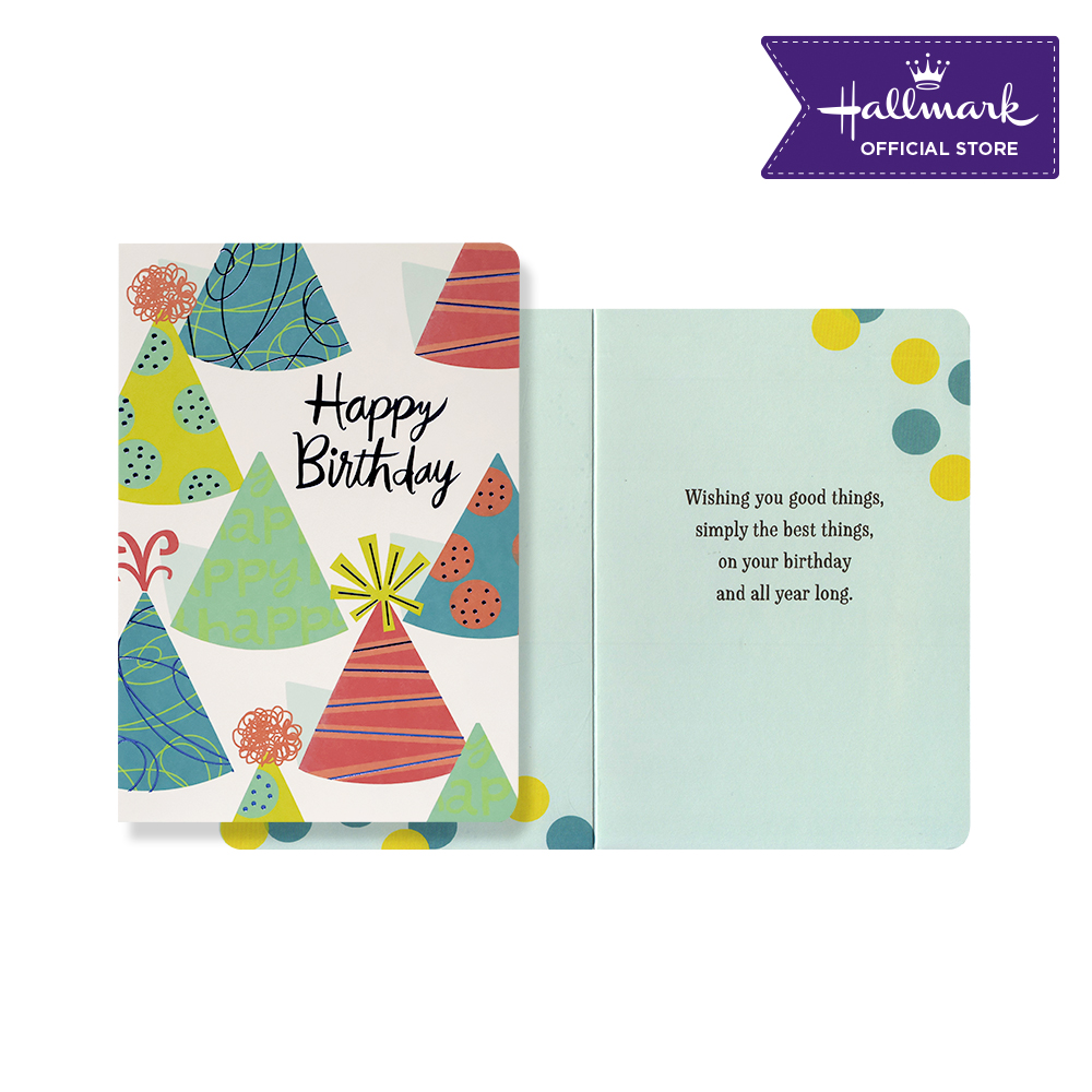 Hallmark Birthday Greeting Card (Happy Birthday - Party Hat) with Envelope 18cm x 13cm
