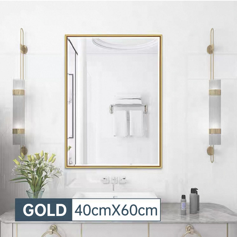 Bathroom mirror Rectangular mirror with shelf Non-Perforated toilet mirror washbasin mirror paste washstand mirror Dressing mirror