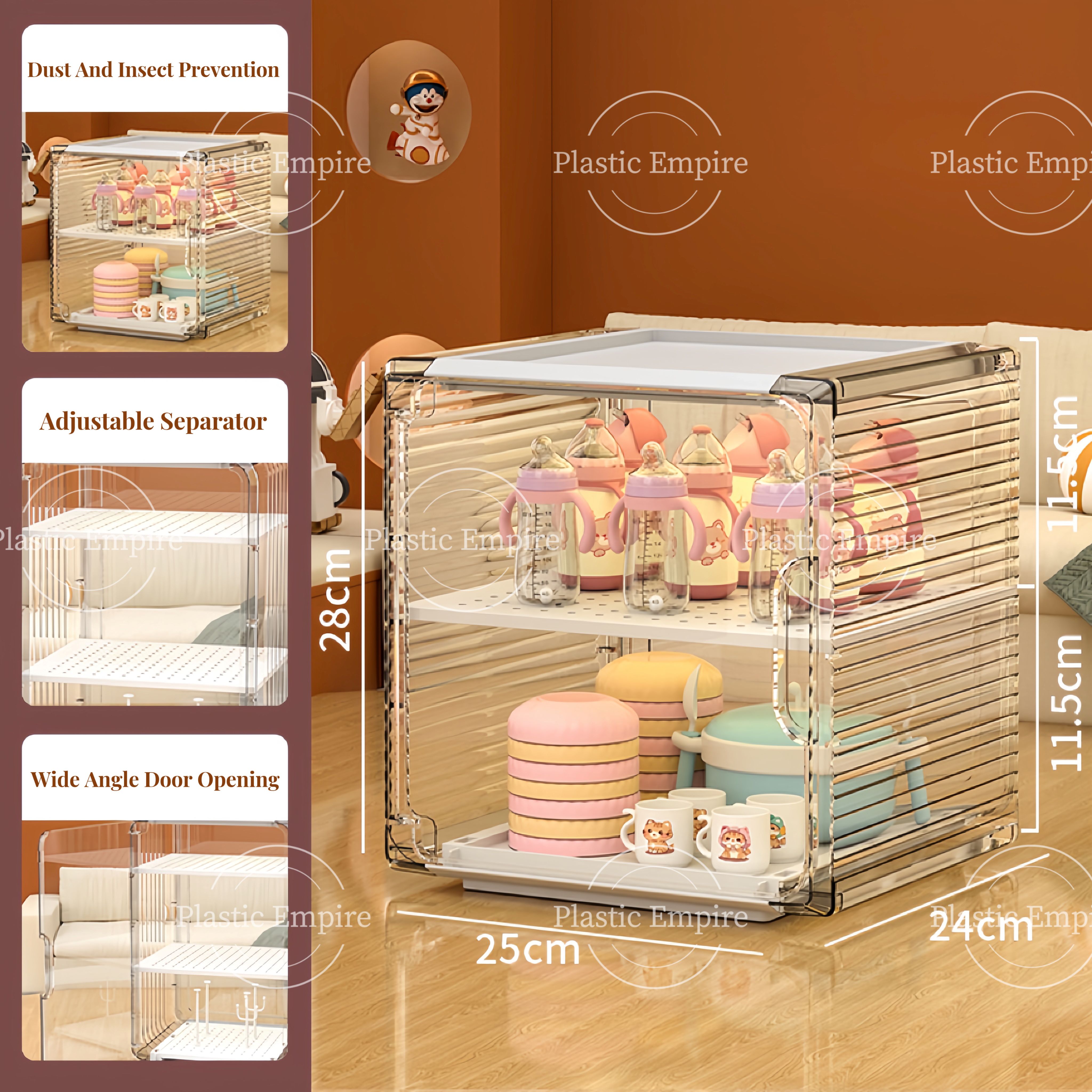 Luxurious Baby Cutlery Storage Box Dust-proof Insect-proof Baby Bottle Food Tools Milk Powder Box Drain Cabinet Rack