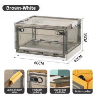 Ainossi Plastic Clothes Storage Box With Wheels Transparent Folding Storage Box Waterproof organizer with lid foldable cabinet  three Doors Container