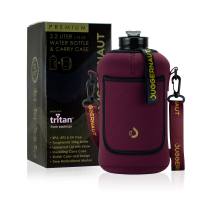JUGGERNAUT 2.2L Tritan Water Bottle with Protective Carry Case and Shoulder Strap - Straw Lid Drinking Flask Jug Tumbler with Bag Sleeve