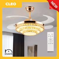 ESAER Cleo Modern Chandelier Crystal Ceiling Fan with Light and Remote Control