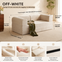 DreamHug Vacuumed Comfy Rest Sofa Bed  Dual Purpose Foldable Sofa Bed with Handrail Sofa Set Applicable to Living Room Small Living Room Sizes 0.75/1.5/1.8/2M Velcro with FREEBIE