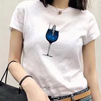 Summer Short Sleeve Oversized Women T Shirt White 90s Girls Top Tees Fashion Graphic Print Tshirt