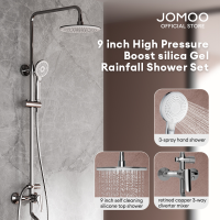 JOMOO Rainfall Shower Set with  Faucet Wall Mounted Height Adjustable 360° Rotation Cold and Hot Water Shower Set for Bathroom