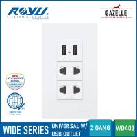 Royu Wide Series Universal Outlet 1 2 3 Gang Duplex Universal Outlet with Ground USB Wall Switch 1 Way 3 Way WD111 WD113 WD115 WD913 WD311 WD901 WD511 WD513 WD515 WD701 WD902