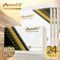 【16 Packs】Munafie Facial Tissue Paper High-end Black Gold Series4 Ply Large Size 200*180mm Soft
