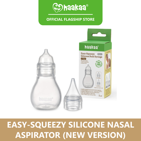 Haakaa Easy-Squeezy Silicone Nasal Aspirator (New Version) [Silicone Infant Nose Cleaner Suction Pump Bulb]