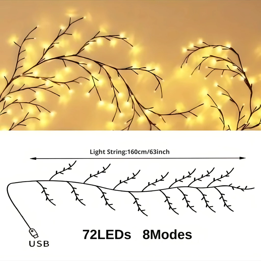 CTMALL LED Vine Tree String Lights Flexible Branch Wall Decor 8 Modes for Home Party and Holidays