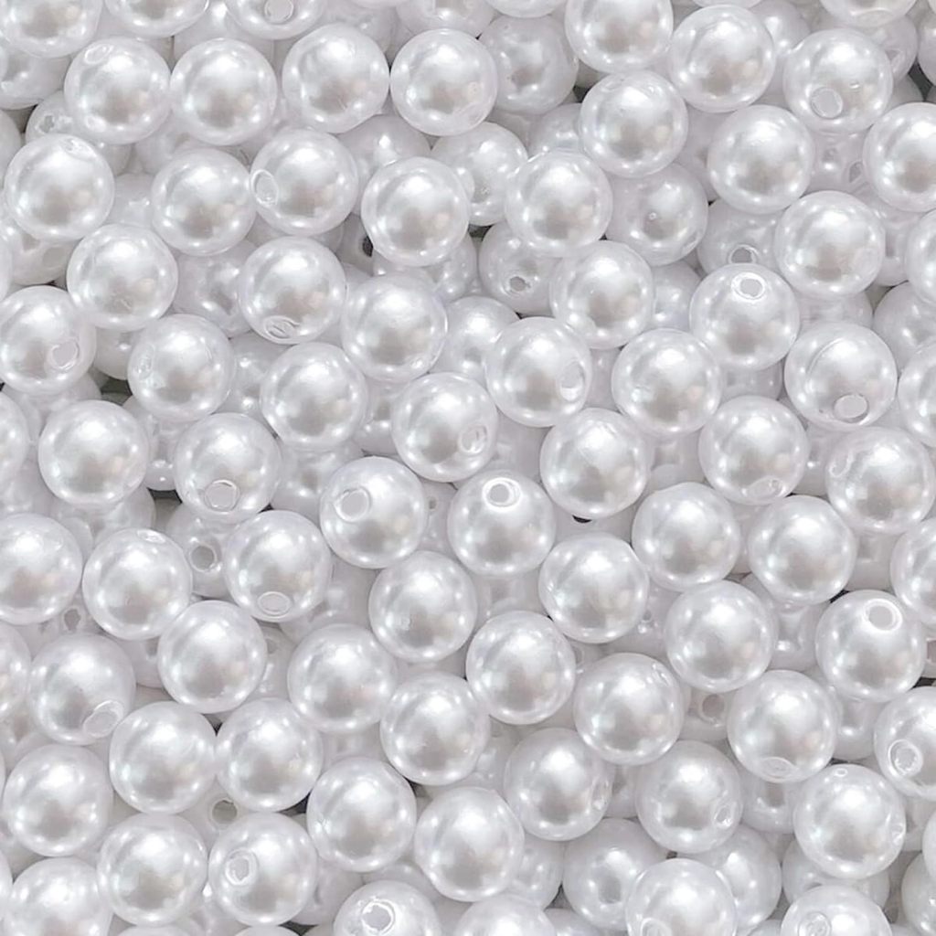 Manilago 3/4/6/8/10/12MM Pearl Beads with Hole ABS Faux Pearl Beads Loose Beads for DIY Jewelry Supply Bracelet