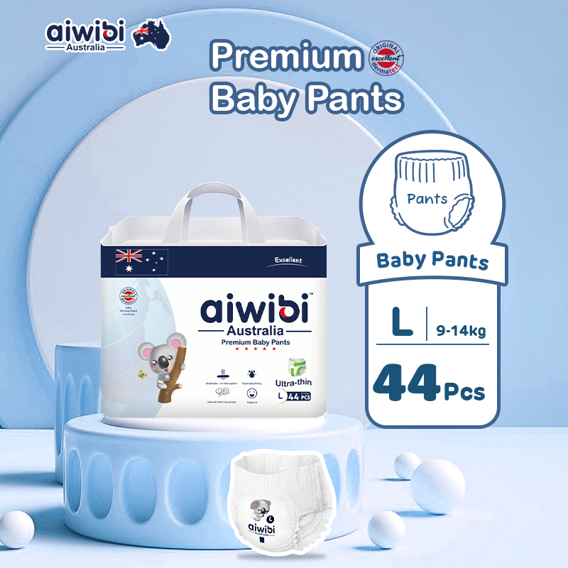 Aiwbii Ultra-Thin Comfort Pants Diapers M-4XL Breathable & Hypoallergenic Absorbent Baby Pull-Ups with Zero-Touch Design