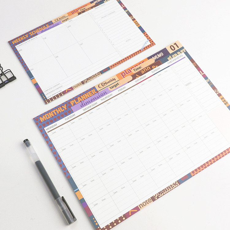 New Schedule Monthly Planner/Weekly Planner/Notepad Time/Memo Pad