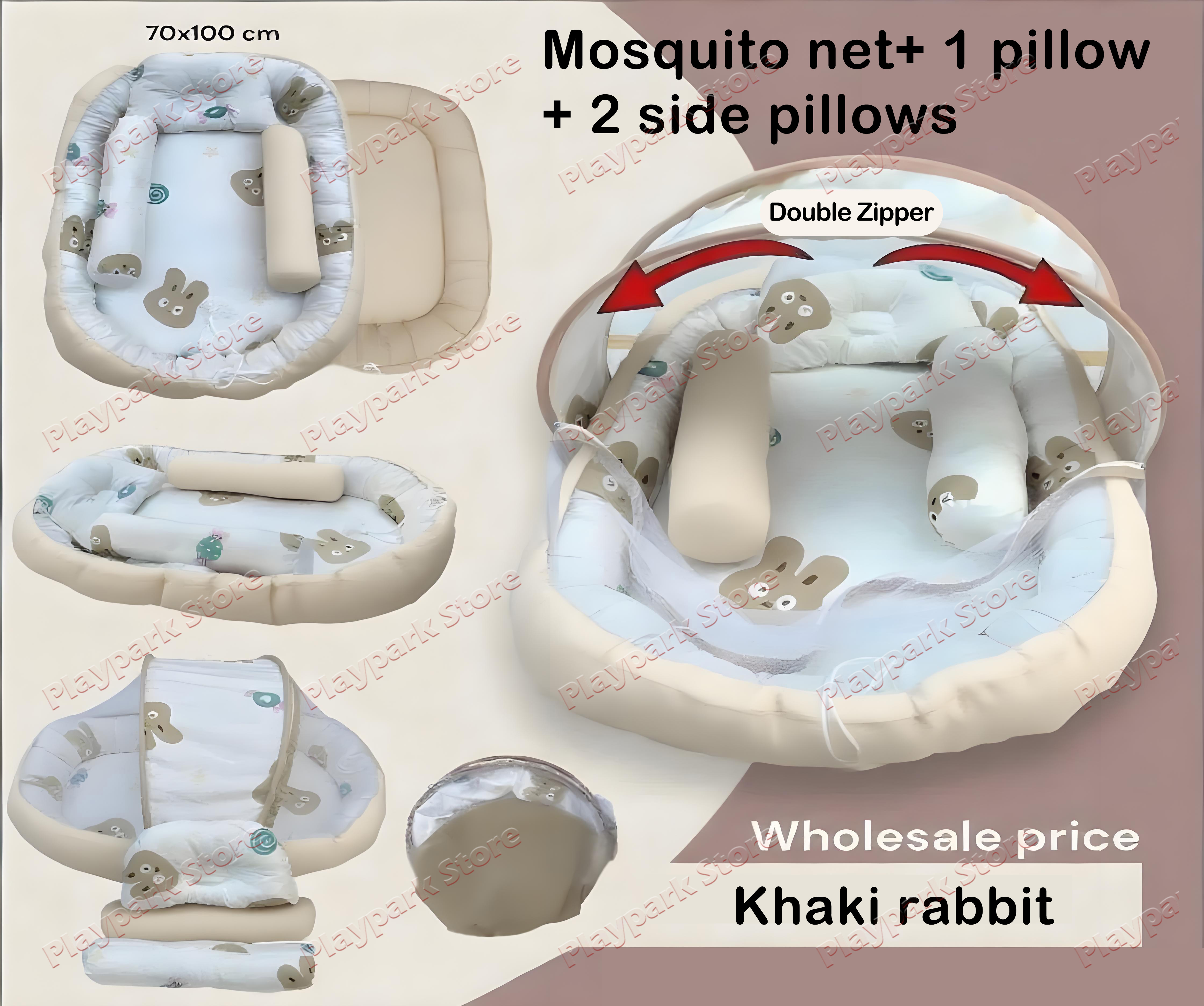 Playpark Portable Baby Bed Cotton Baby Nest with Baby Pillow Removable Newborn 3 in 1 Bed Set for Baby