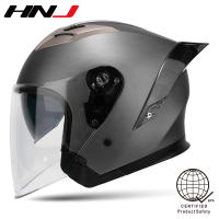 HNJ 916 Half Face Motorcycle Helmet with spoiler Wing Dual Visor Motor Helmet Mens Womens Universal