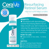 CeraVe Acne Control Cleanser 237ml |Resurfacing Retinol Serum 30ml |Acne Foaming Cream Cleanser150ml