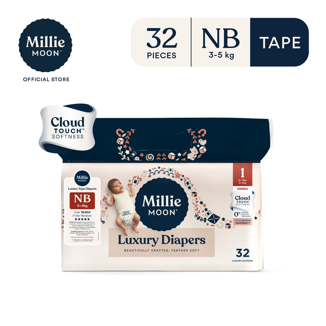 Millie Moon Luxury Tape Diaper 32s - Newborn