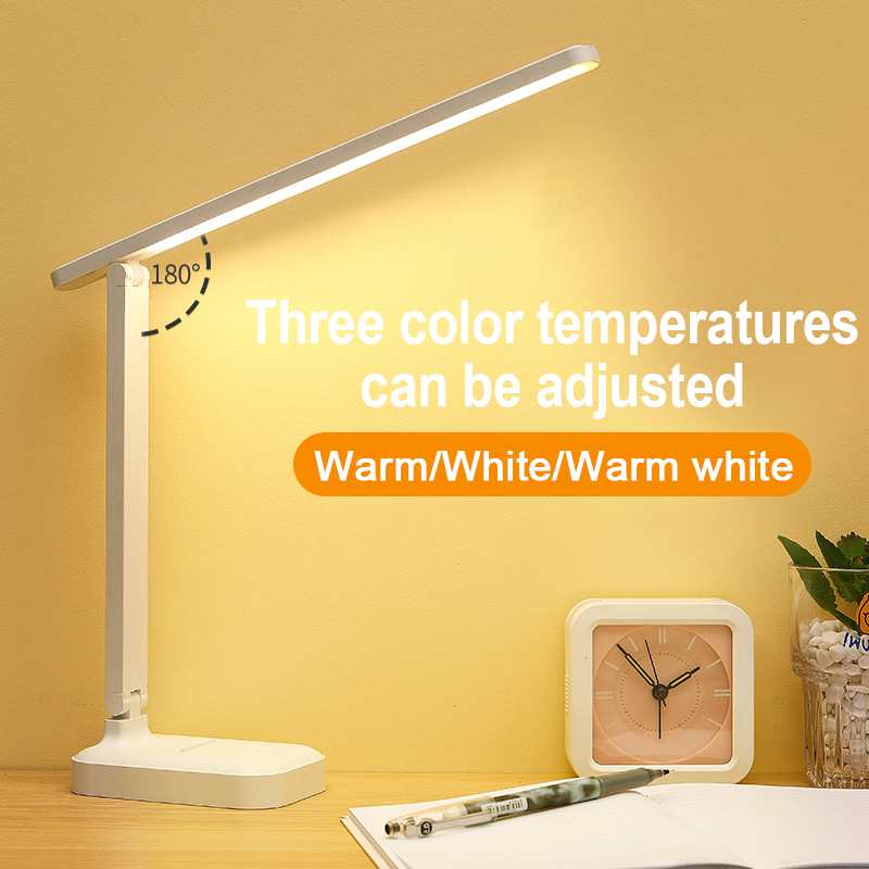 OOKAS Desk lamp Chargeable Lamp 3 Color Stepless Dimmable table Desk Touch Foldable Table Lamp Bedside Reading Eye Protection Night Light USB Chargeable