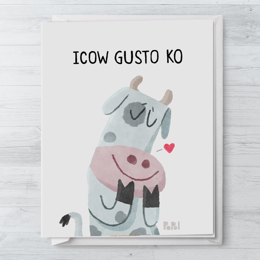 Popol - Icow Gusto Ko - Love Greeting Card Anniversary Valentines Cute Sweet Romantic I Love You Card Lambing