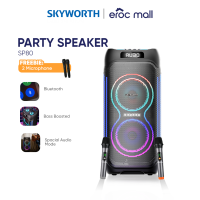 Skyworth PartyBox SP80 Portable Party Speaker with Wheels (LED Display RGB Lights and Wireless Mic)