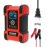 2023 Foxsur 12V 12A - 24V 6A 7-stage lead-acid battery AGM LiFePo4 lithium battery 12V 24V motorcycle car battery charger