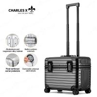 CHARLES X Aluminum high-end 18/20 inch boarding case suitcase suitcase suitcase long box stewardess boarding case password box open top design anti-scratch matte photography special travel trolley bag