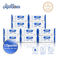 ANDLOVE 10 Packs x 40 Sheet Unscented No-Alcohol Gentle Wipes Wet Tissue Adult FDA Approved