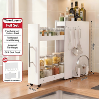 MODOFO No Drill Narrow Sliding Spice & Condiment Organizer Metal Pull-Out Cabinet Rack with Rotating Shelf - Space-Saving Kitchen Storage for Cabinets & Drawers